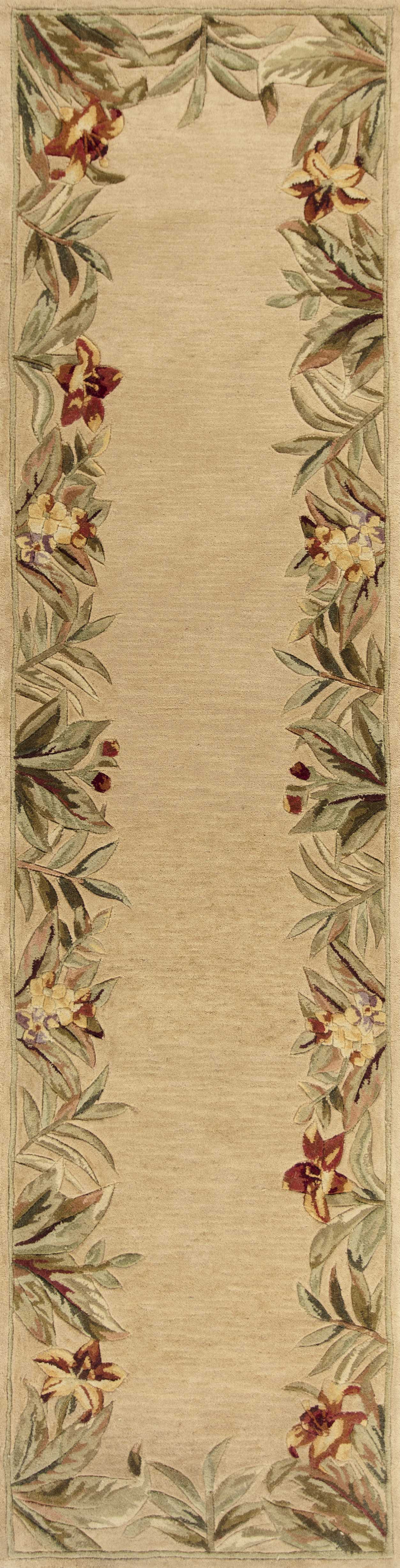 4' X 6' Ivory Hand Tufted Bordered Tropical Plant Indoor Area Rug