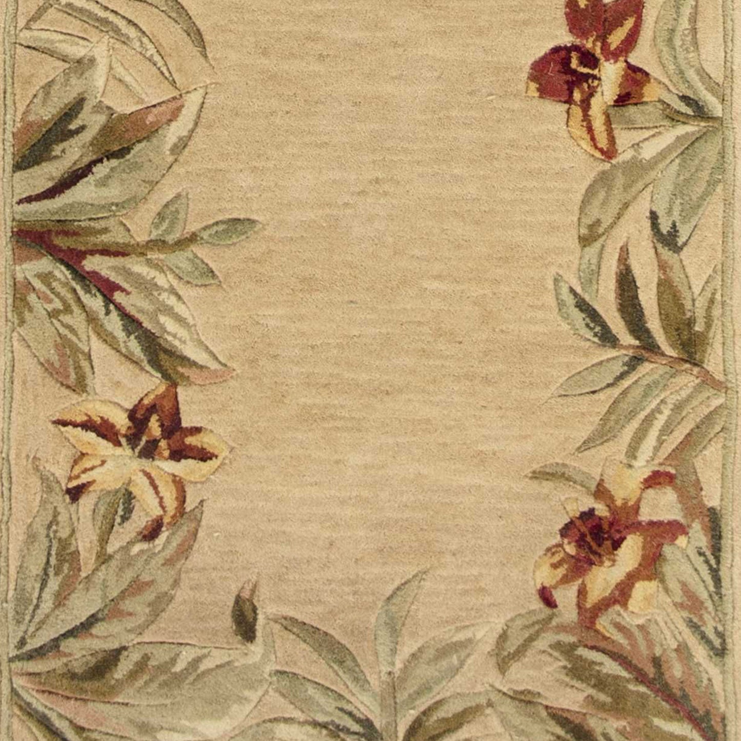 4' X 6' Ivory Hand Tufted Bordered Tropical Plant Indoor Area Rug