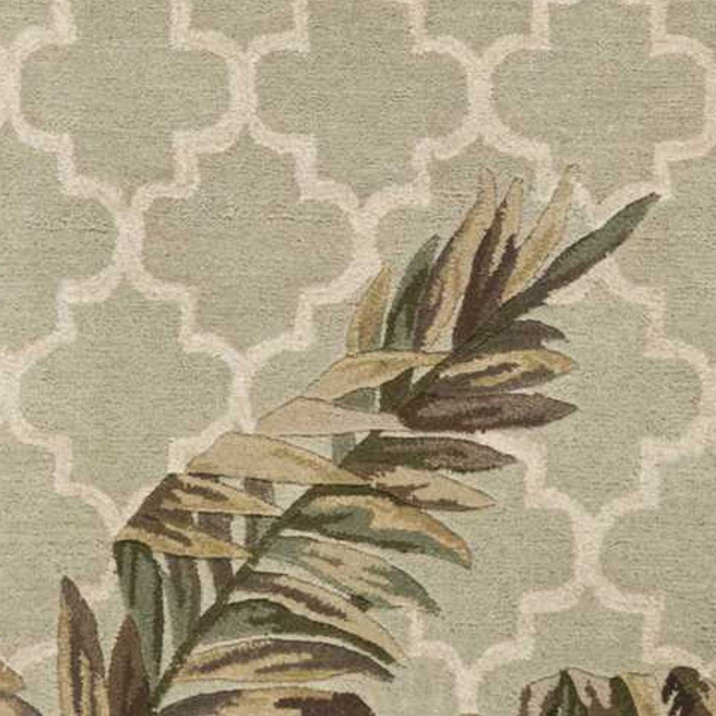 9' X 12' Sage Green Hand Tufted Tropical Quatrefoil Indoor Area Rug