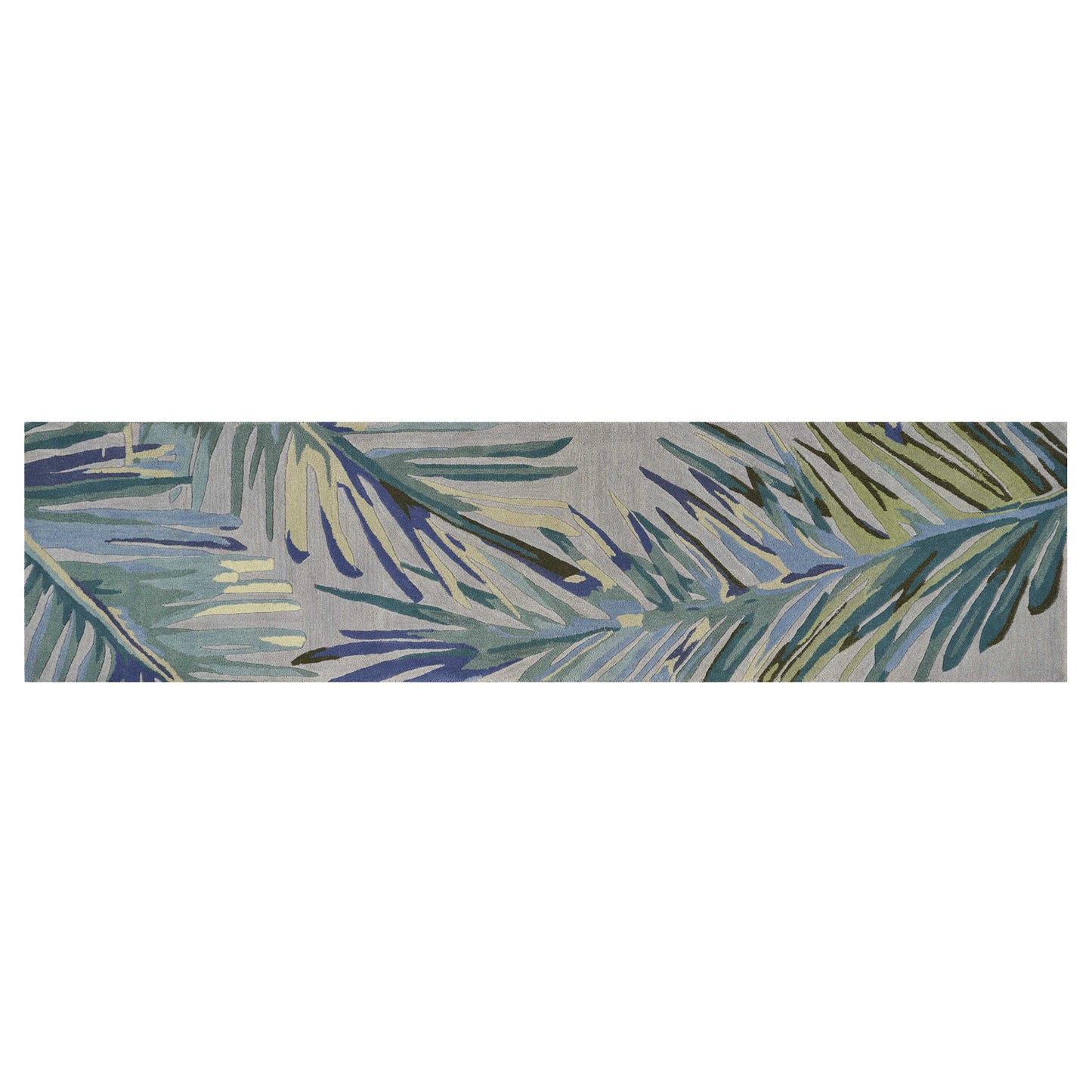 4' X 6' Grey Blue Hand Tufted Tropical Palms Indoor Area Rug