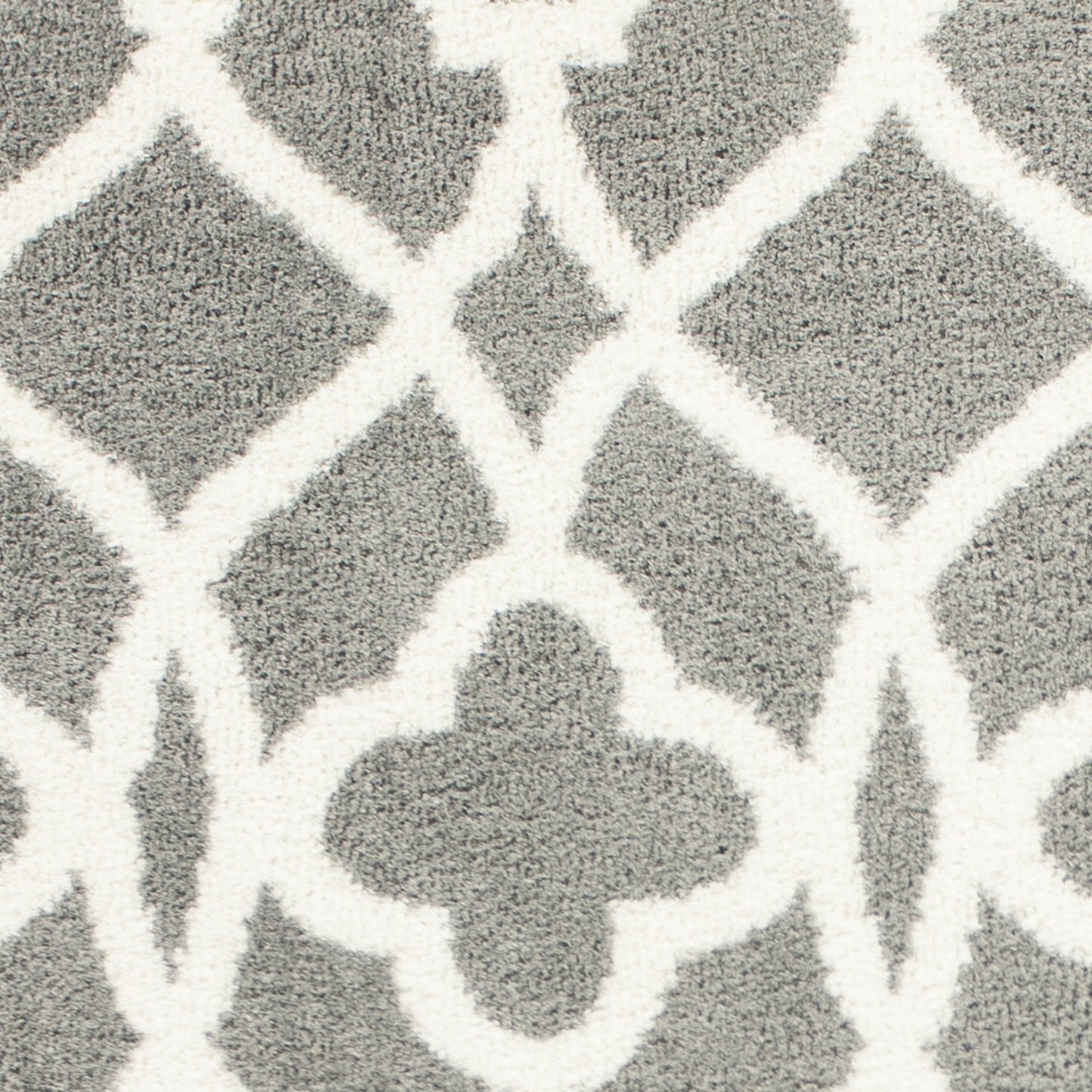 8' X 11' Grey Ivory Machine Woven Ogee Indoor Shag Area Rug