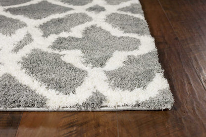 8' X 11' Gray And Ivory Ogee Area Rug
