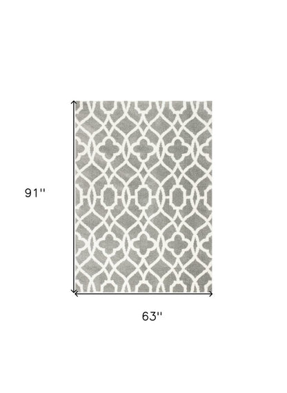 8' X 11' Gray And Ivory Ogee Area Rug