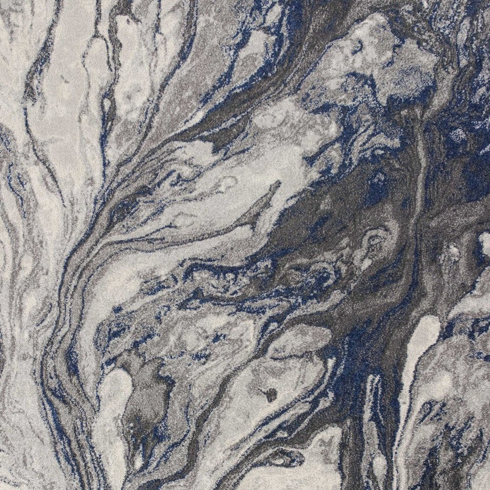 5' X 8' Blue And Gray Abstract Area Rug