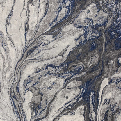 5' X 8' Blue And Gray Abstract Area Rug