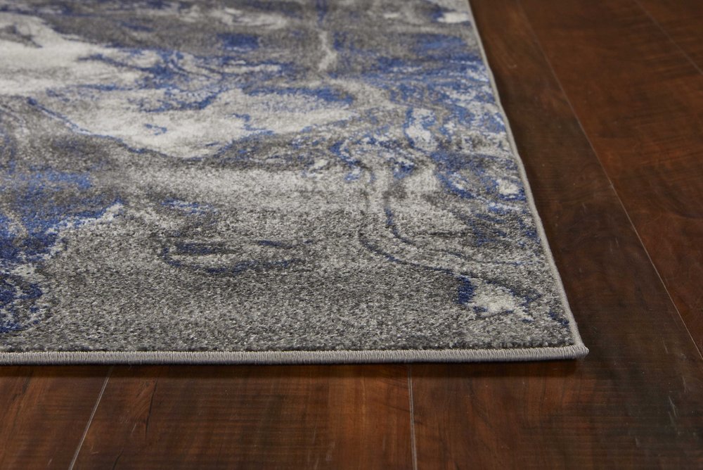 5' X 8' Blue And Gray Abstract Area Rug