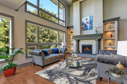 6' X 9' Blue And Gray Abstract Area Rug