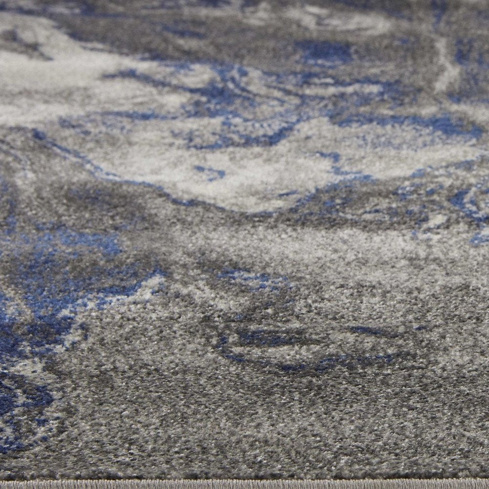 5' X 8' Blue And Gray Abstract Area Rug