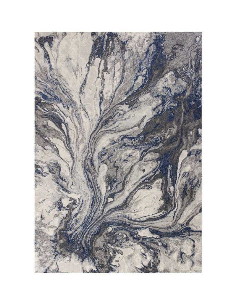 5' X 8' Blue And Gray Abstract Area Rug