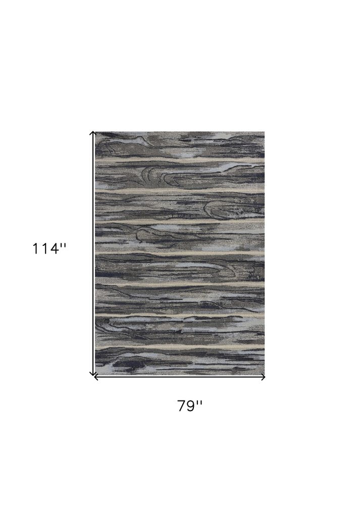 5' X 8' Gray Blue And Black Abstract Area Rug