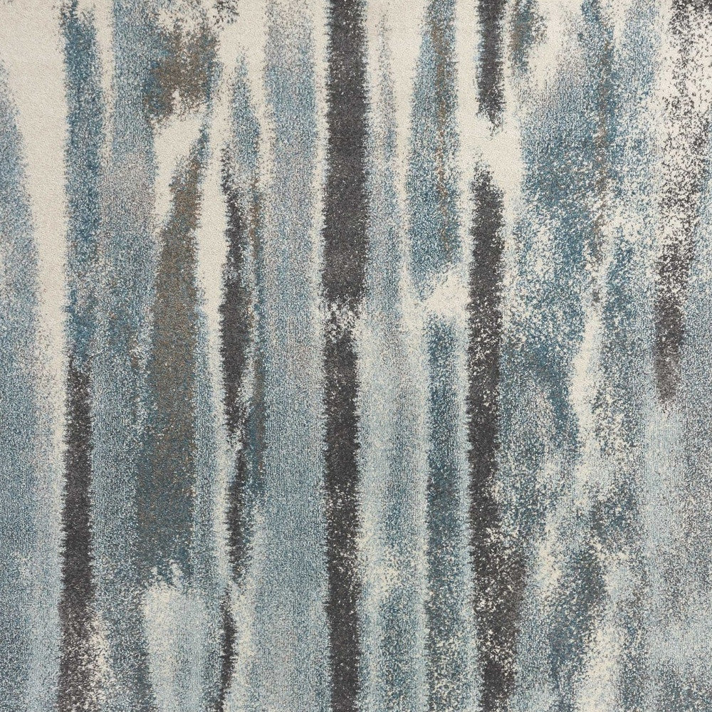 5' X 8' Teal Abstract Brushstrokes Indoor Area Rug