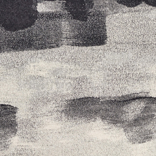 5' X 8' Gray Black And Ivory Abstract Area Rug