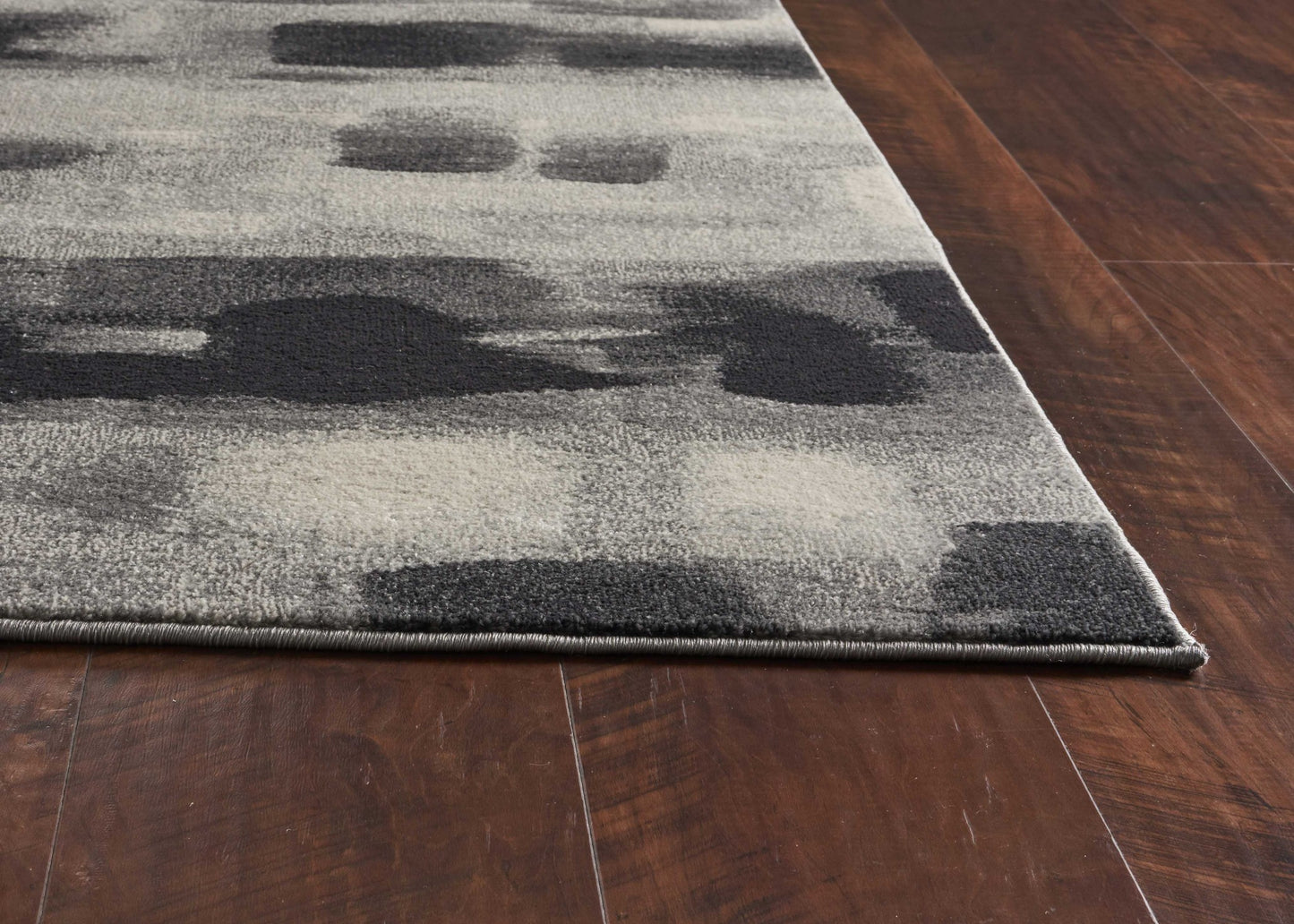 5' X 8' Shades Of Grey Machine Woven Abstract Brushstroke Indoor Area Rug