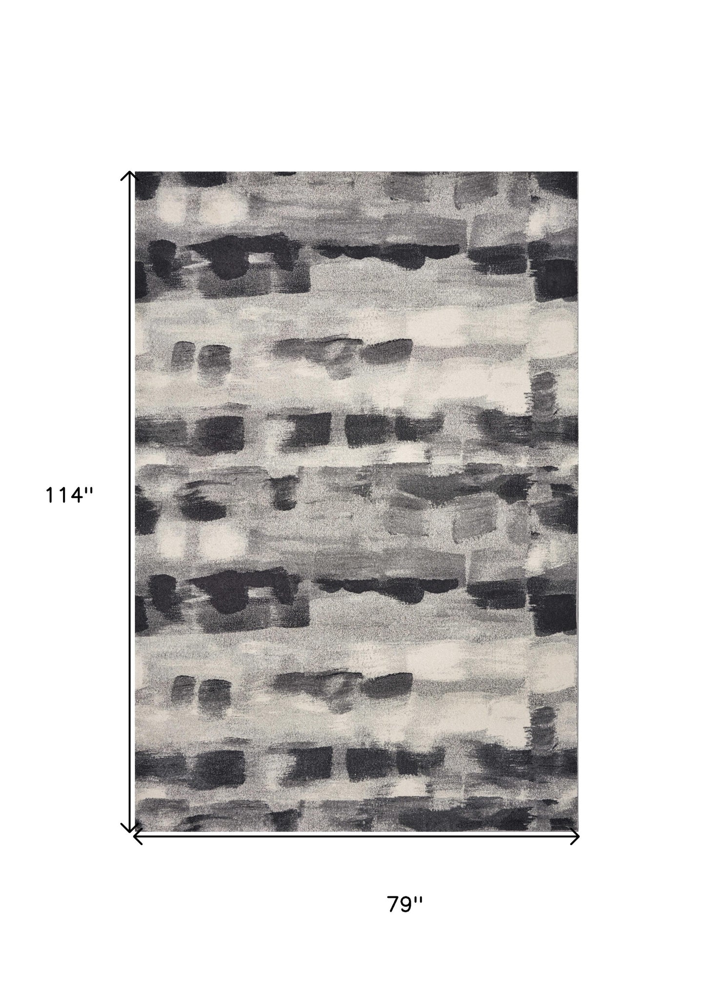 5' X 8' Shades Of Grey Machine Woven Abstract Brushstroke Indoor Area Rug