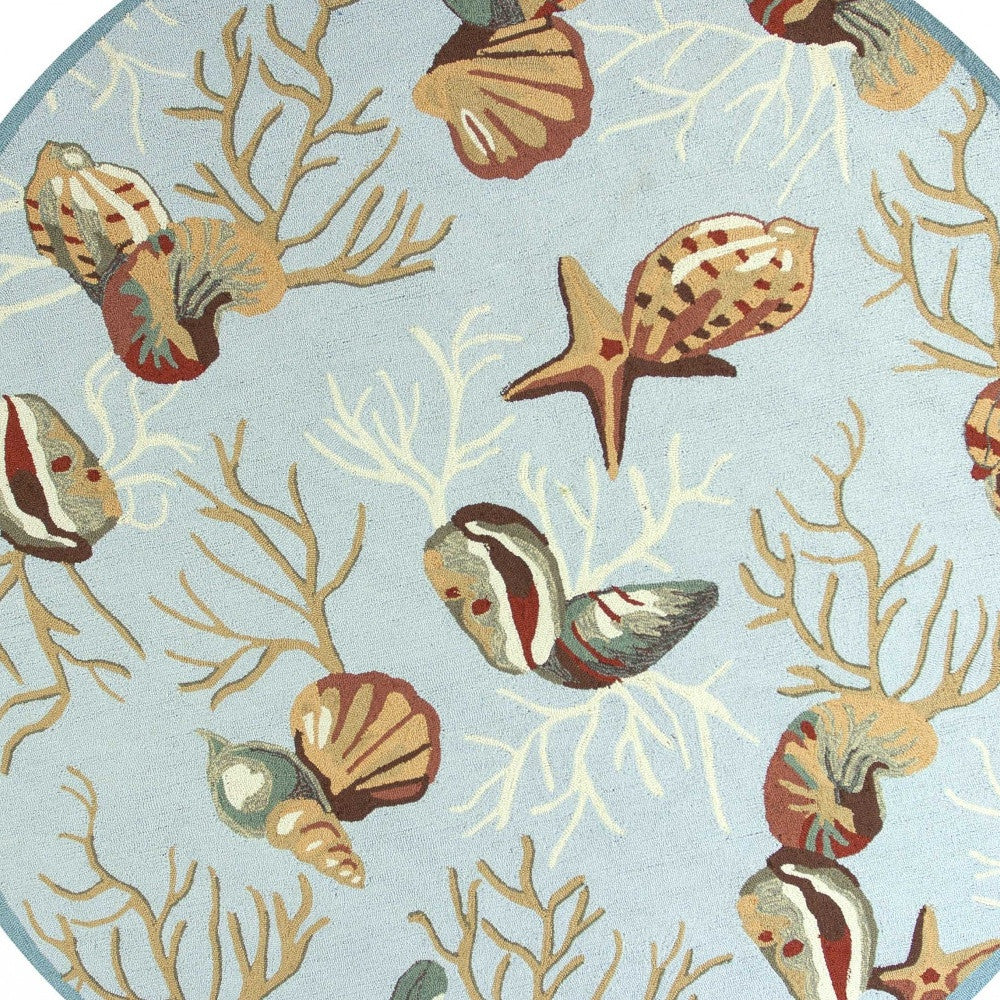 3' X 5' Blue Corals And Shells Area Rug