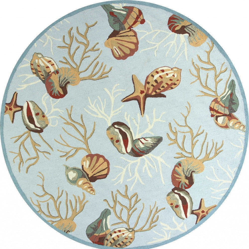 3' X 5' Blue Corals And Shells Area Rug