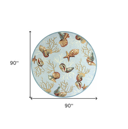 3' X 5' Blue Corals And Shells Area Rug