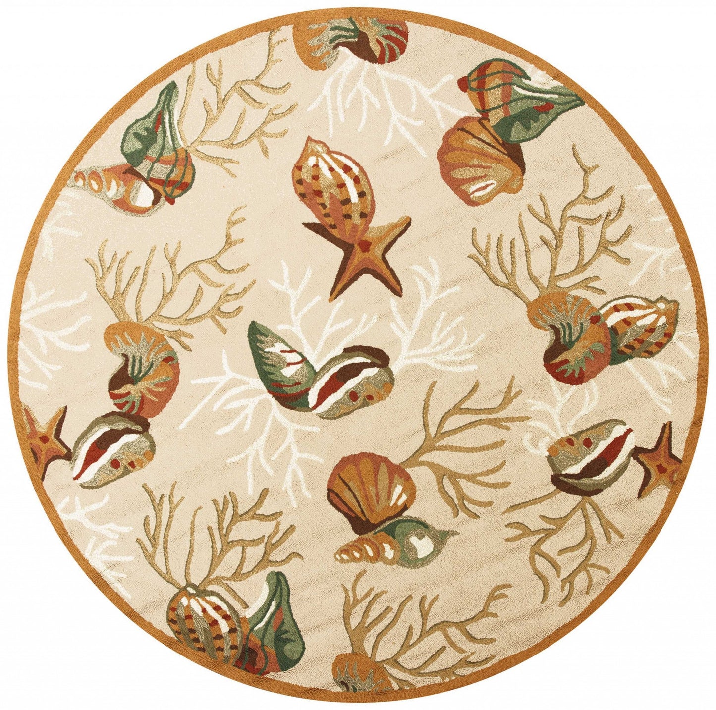 5' X 7' Beige Corals And Shells Indoor Area Rug