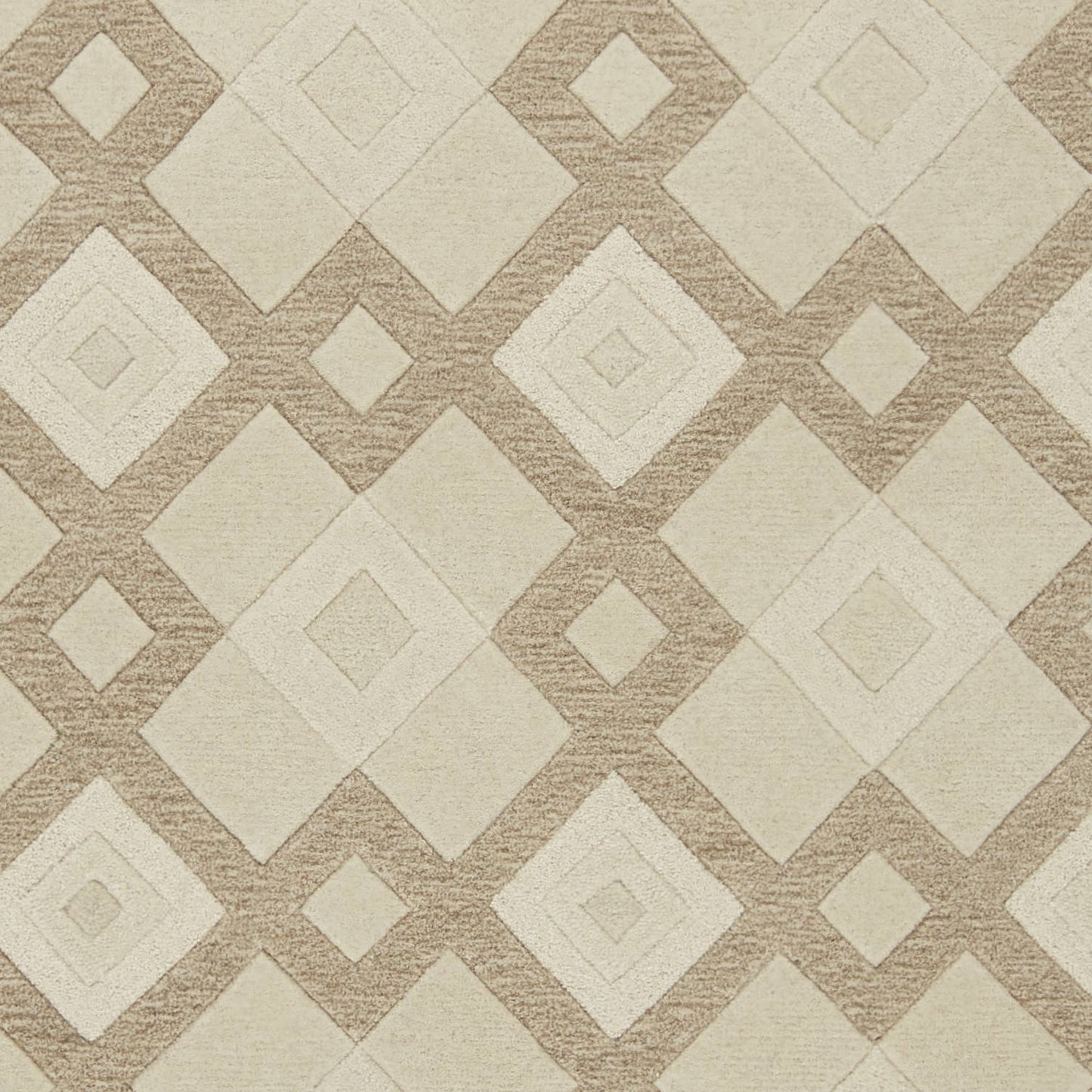 2' X 7' Ivory Diamond Tiles Wool Runner Rug