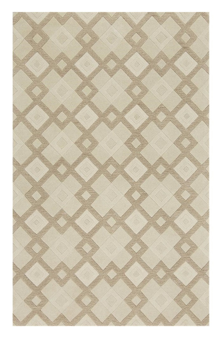 2' X 7' Ivory Diamond Tiles Wool Runner Rug