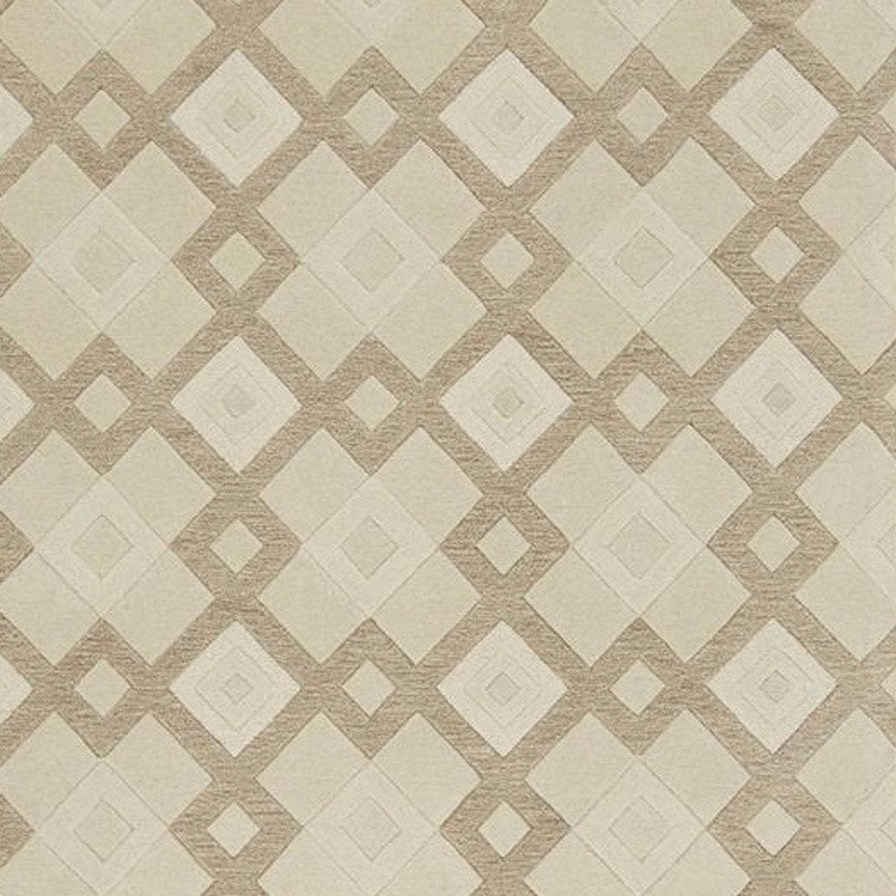 5' X 8' Ivory And Brown Wool Geometric Hand Tufted Area Rug