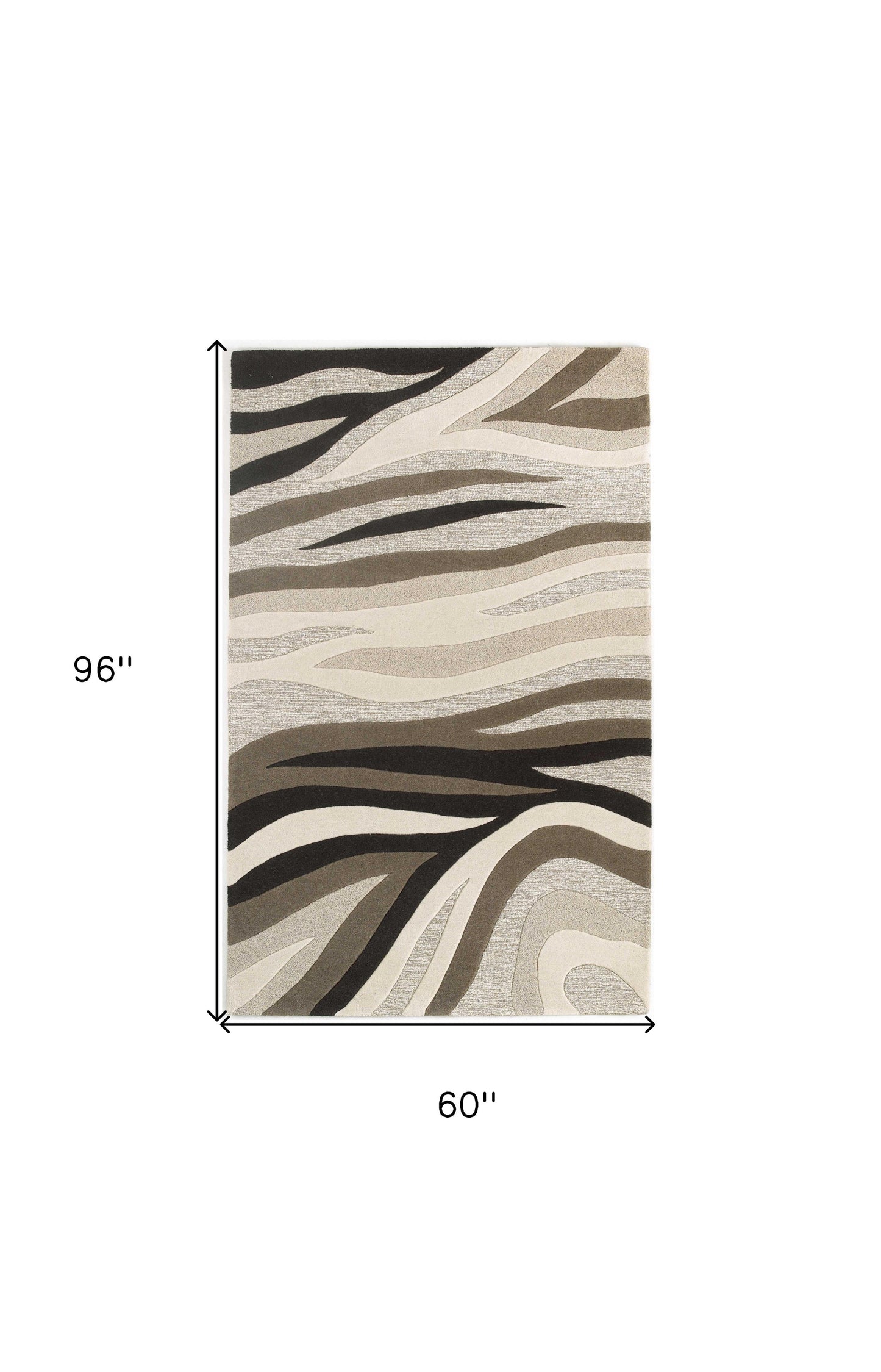 5' X 8' Natural Beige Hand Tufted Abstract Waves Indoor Area Rug