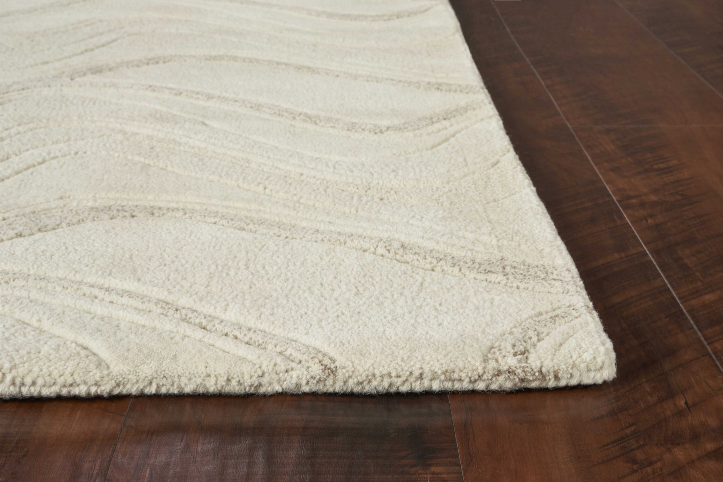 5' X 8' Ivory Hand Tufted Abstract Waves Indoor Area Rug