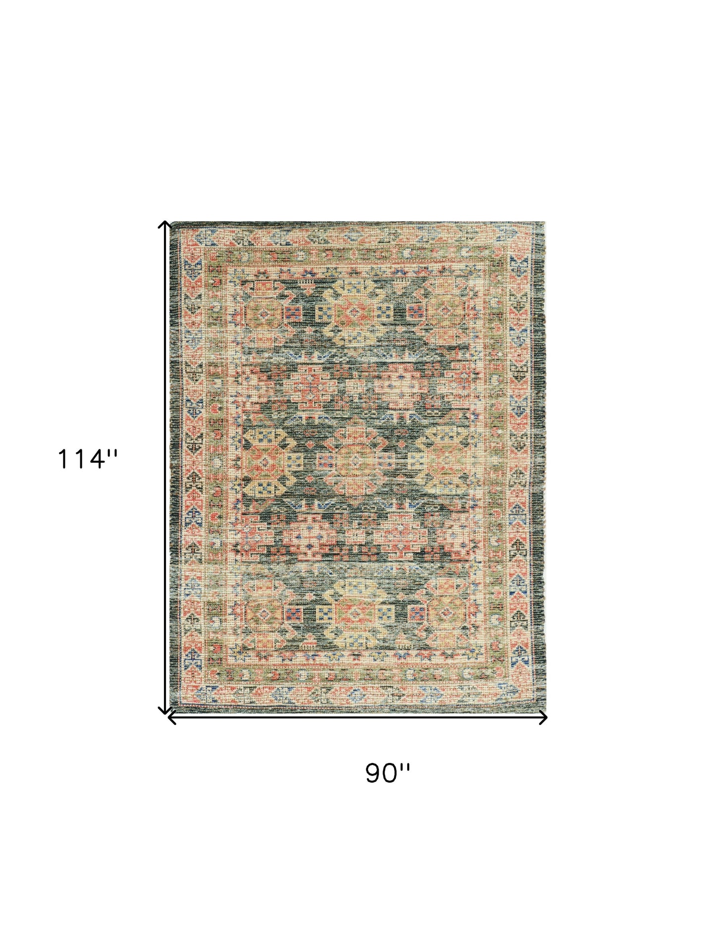 7' X 9'  Jute Charcoal Area Rug