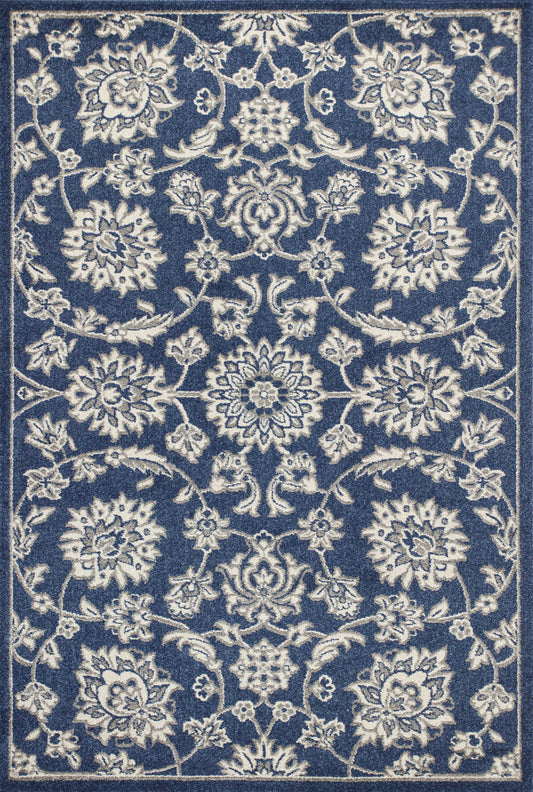 3' X 5' Blue and Ivory Area Rug