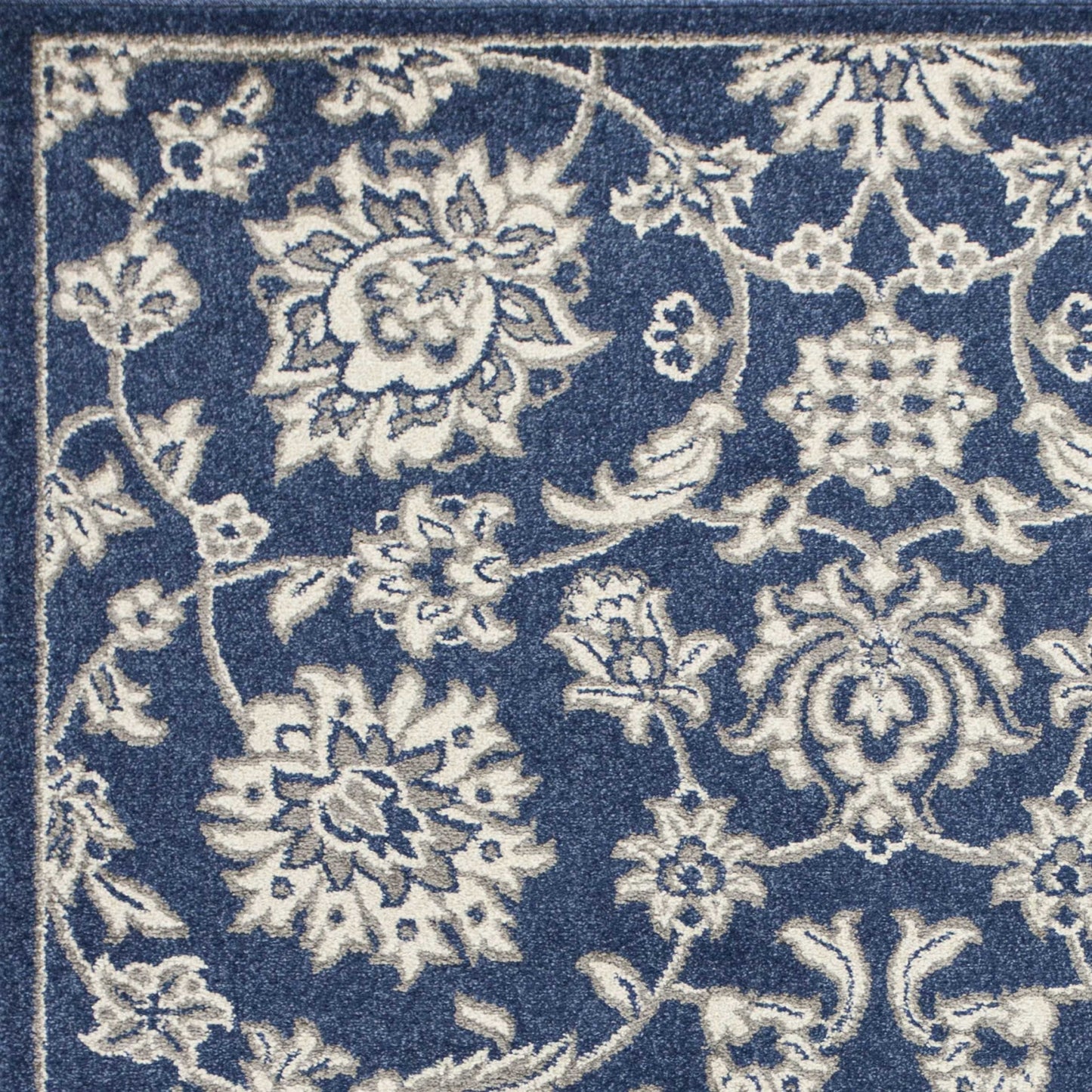 3' X 5' Blue and Ivory Area Rug