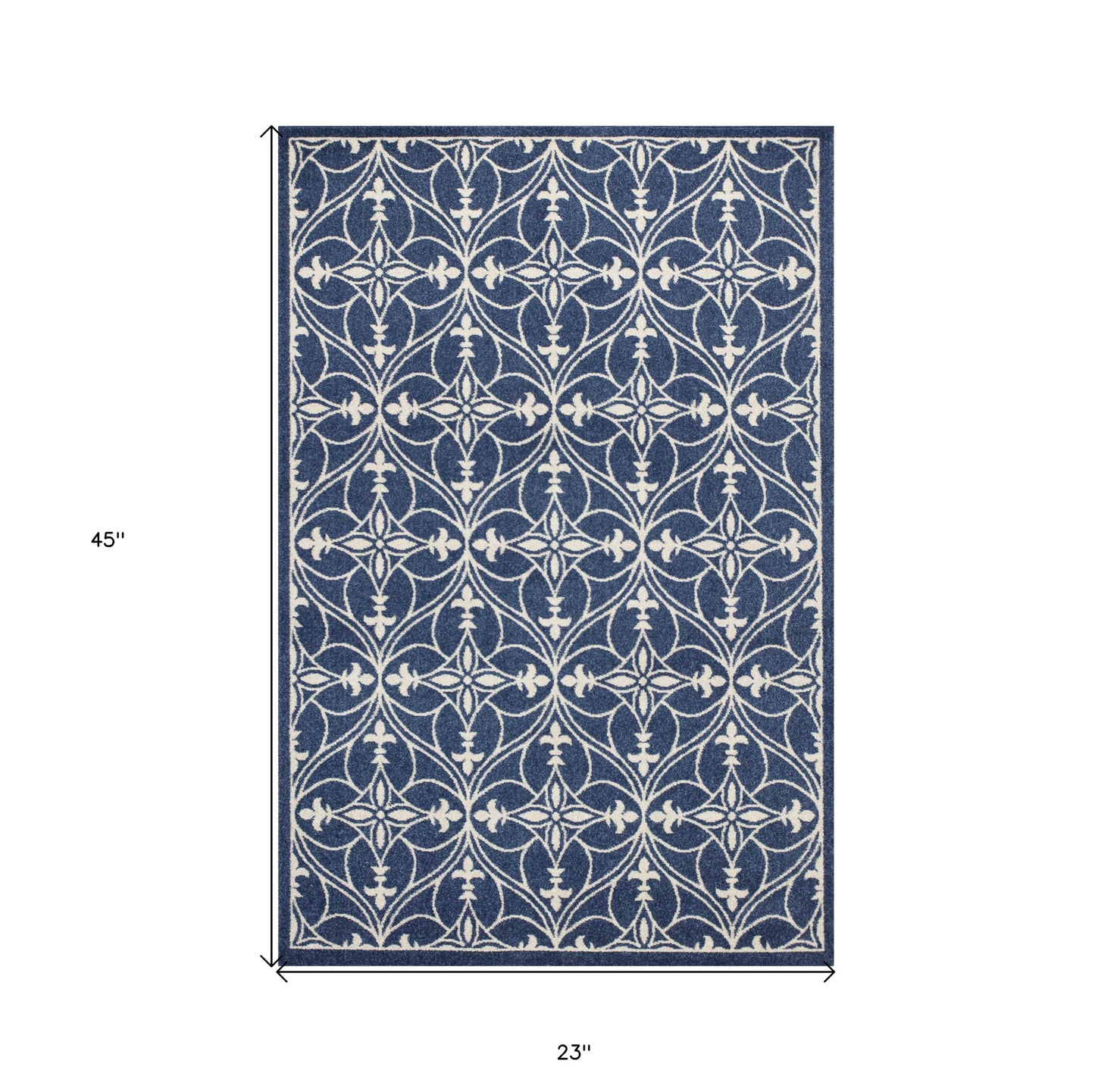 2' X 3' Blue and Ivory Area Rug