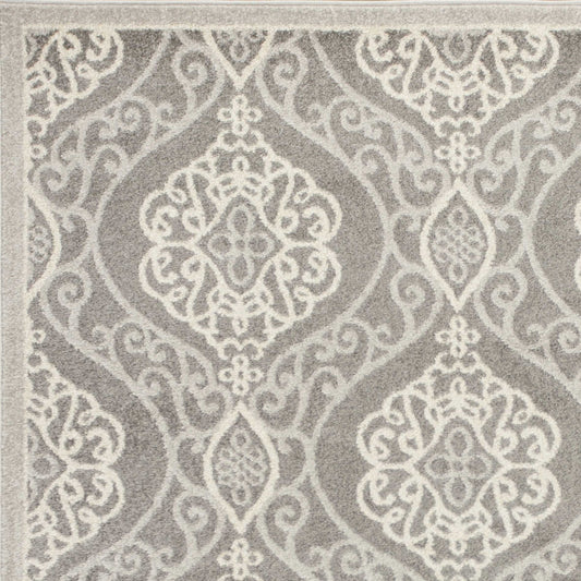 3' X 5' Silver Moroccan Indoor Outdoor Area Rug