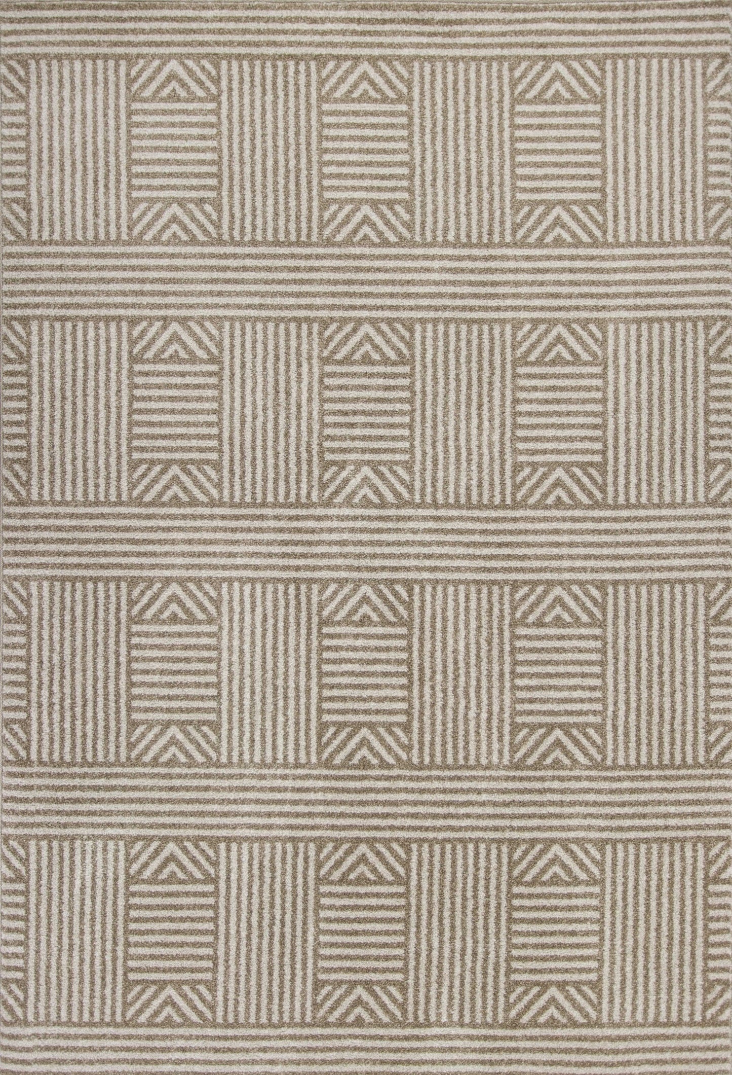 3' X 5' Beige and Ivory Geometric Indoor Outdoor Area Rug