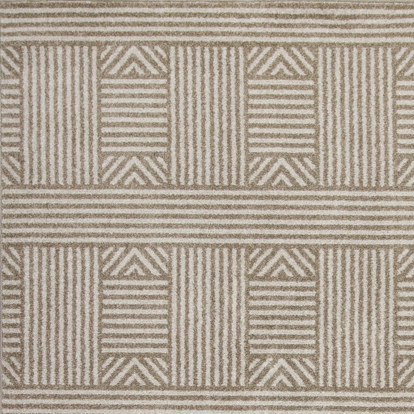 3' X 5' Beige and Ivory Geometric Indoor Outdoor Area Rug