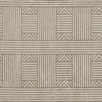 7' X 9' Beige And Ivory Geometric Indoor Outdoor Area Rug