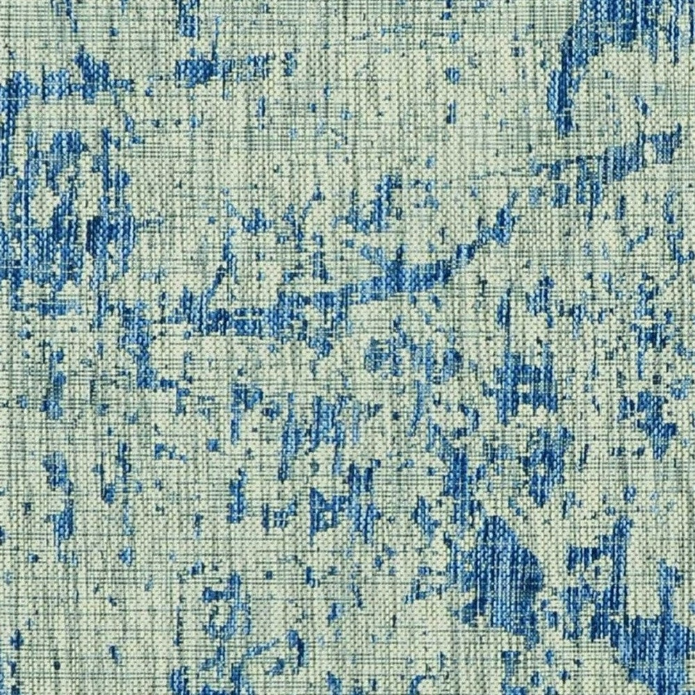 8' X 11' Grey Or  Denim Abstract Brushstrokes Uv Treated Indoor Area Rug