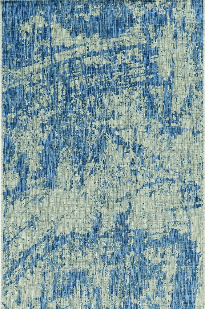 8' X 11' Green And Denim Blue Abstract Area Rug