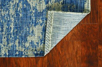 8' X 11' Green And Denim Blue Abstract Area Rug