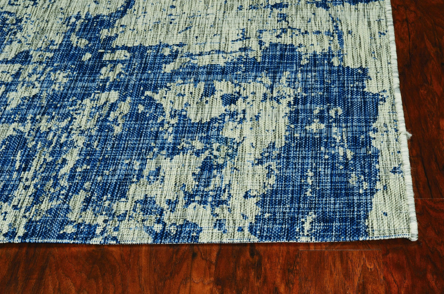 8' X 11' Grey Or  Denim Abstract Brushstrokes Uv Treated Indoor Area Rug