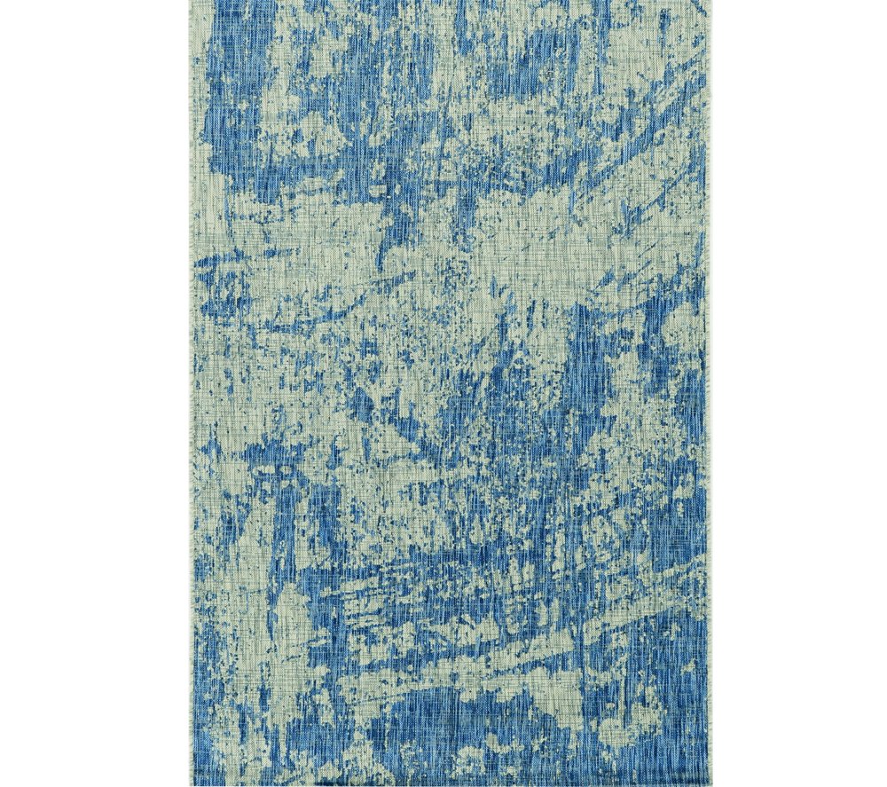 8' X 11' Green And Denim Blue Abstract Area Rug