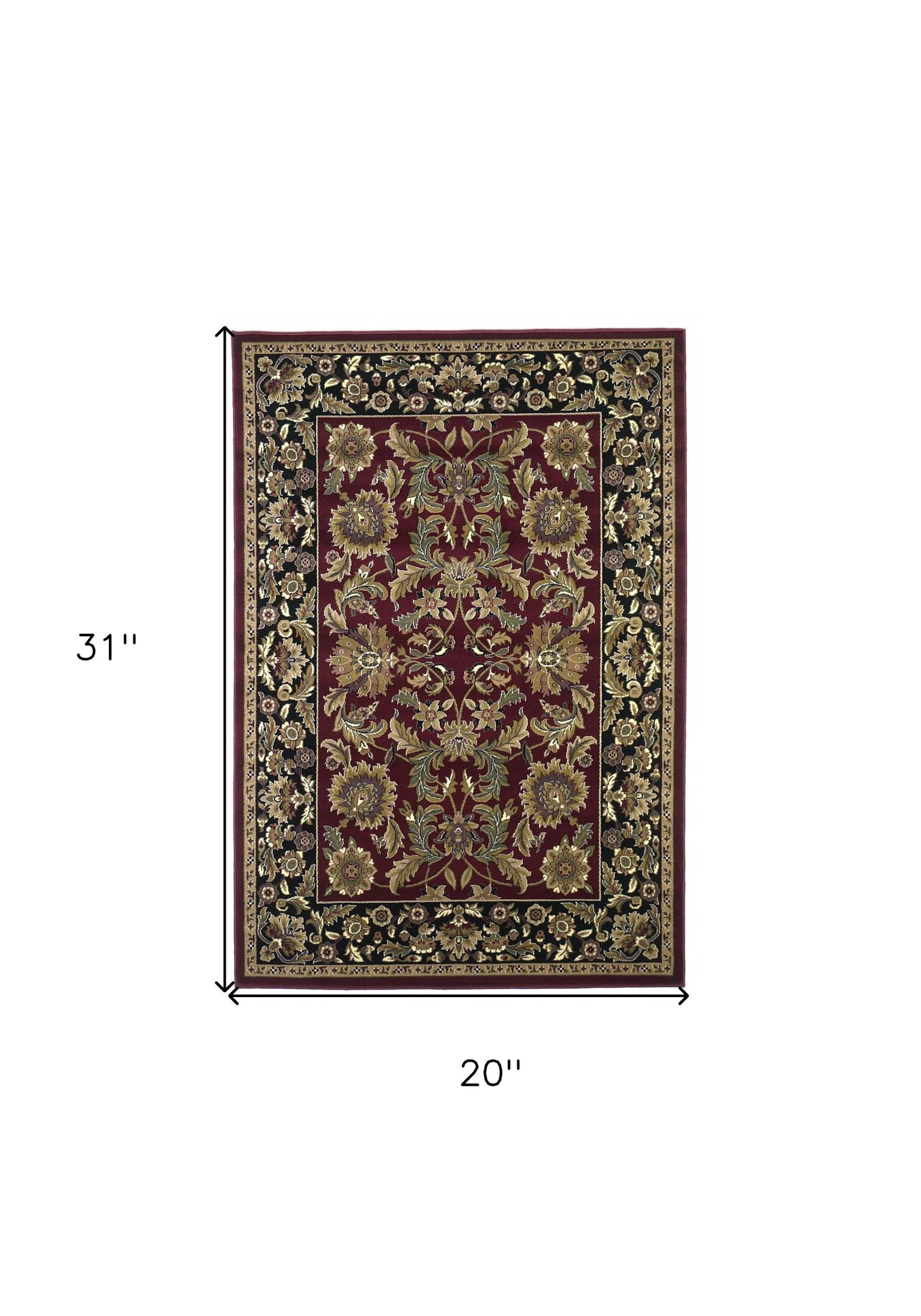 3' X 5' Red Black Machine Woven Floral Traditional Indoor Accent Rug