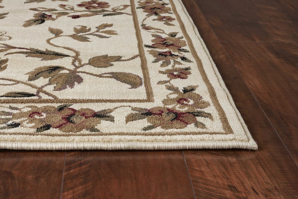 2' X 3' Ivory Green And Red Floral Vines Area Rug