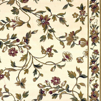 2' X 3' Ivory Green And Red Floral Vines Area Rug