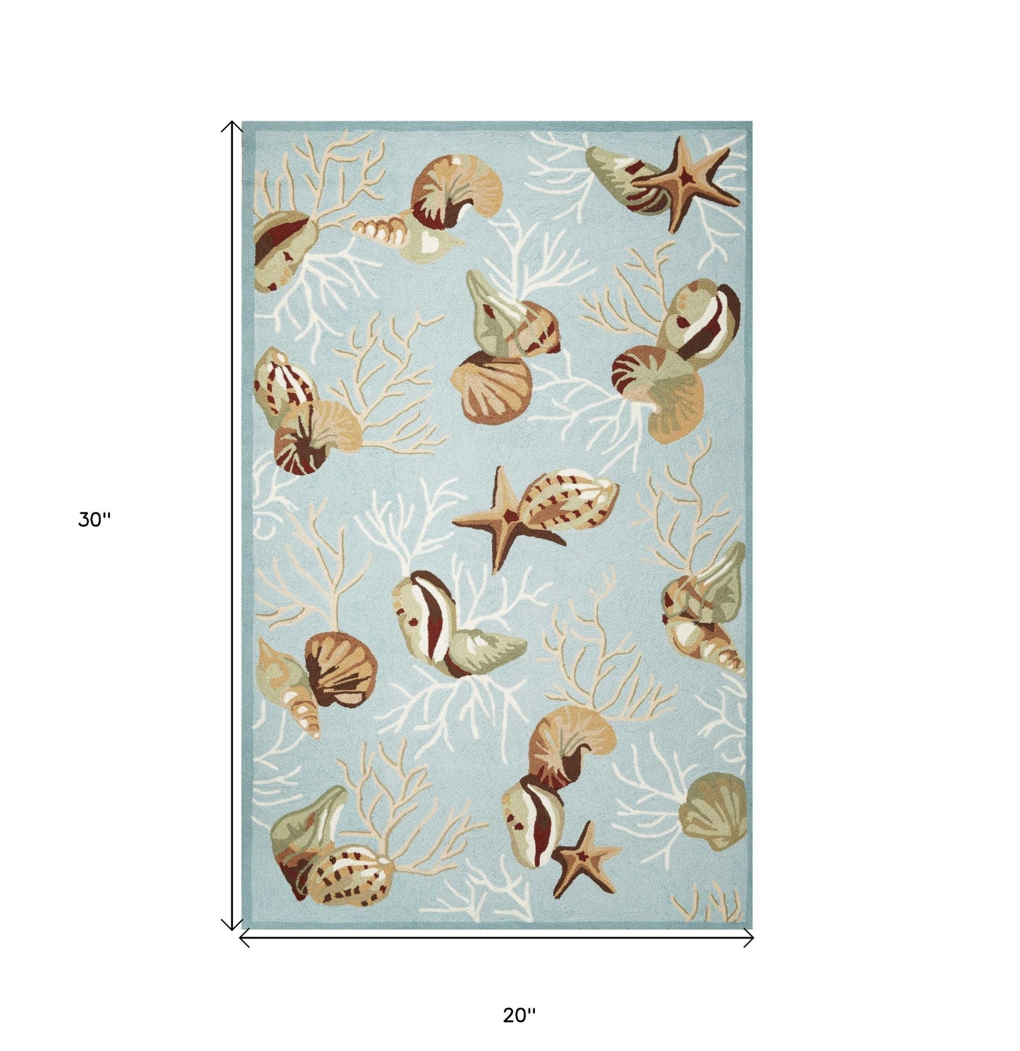 3' X 5' Blue Corals And Shells Area Rug