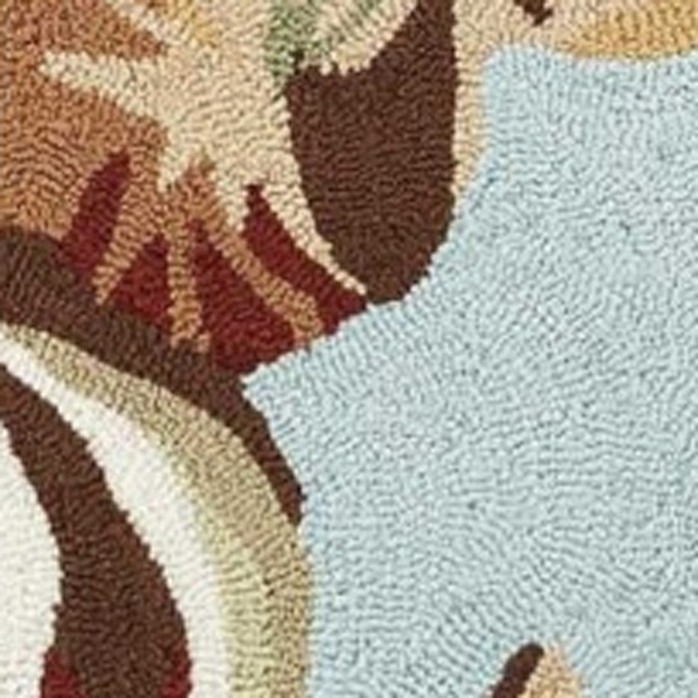 3' X 5' Blue Corals And Shells Area Rug