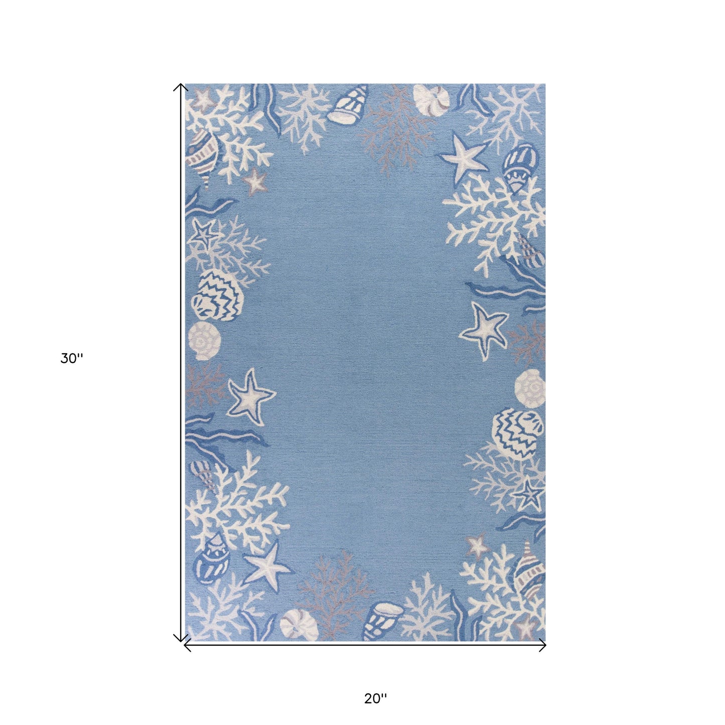 2' X 4' Light Blue Coral Hand Tufted Area Rug