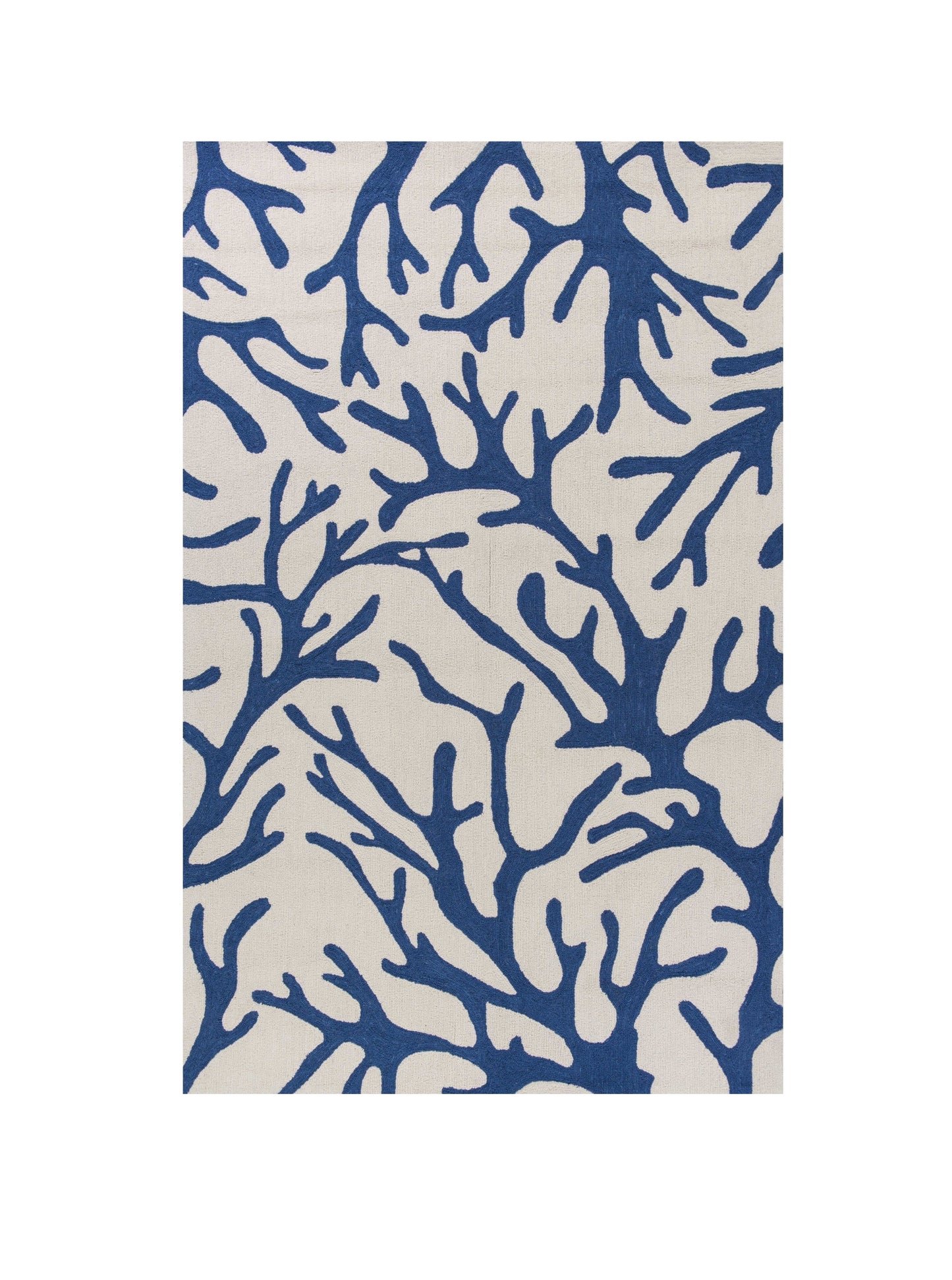 7' Round Ivory Or Blue Corals Indoor Area Rug