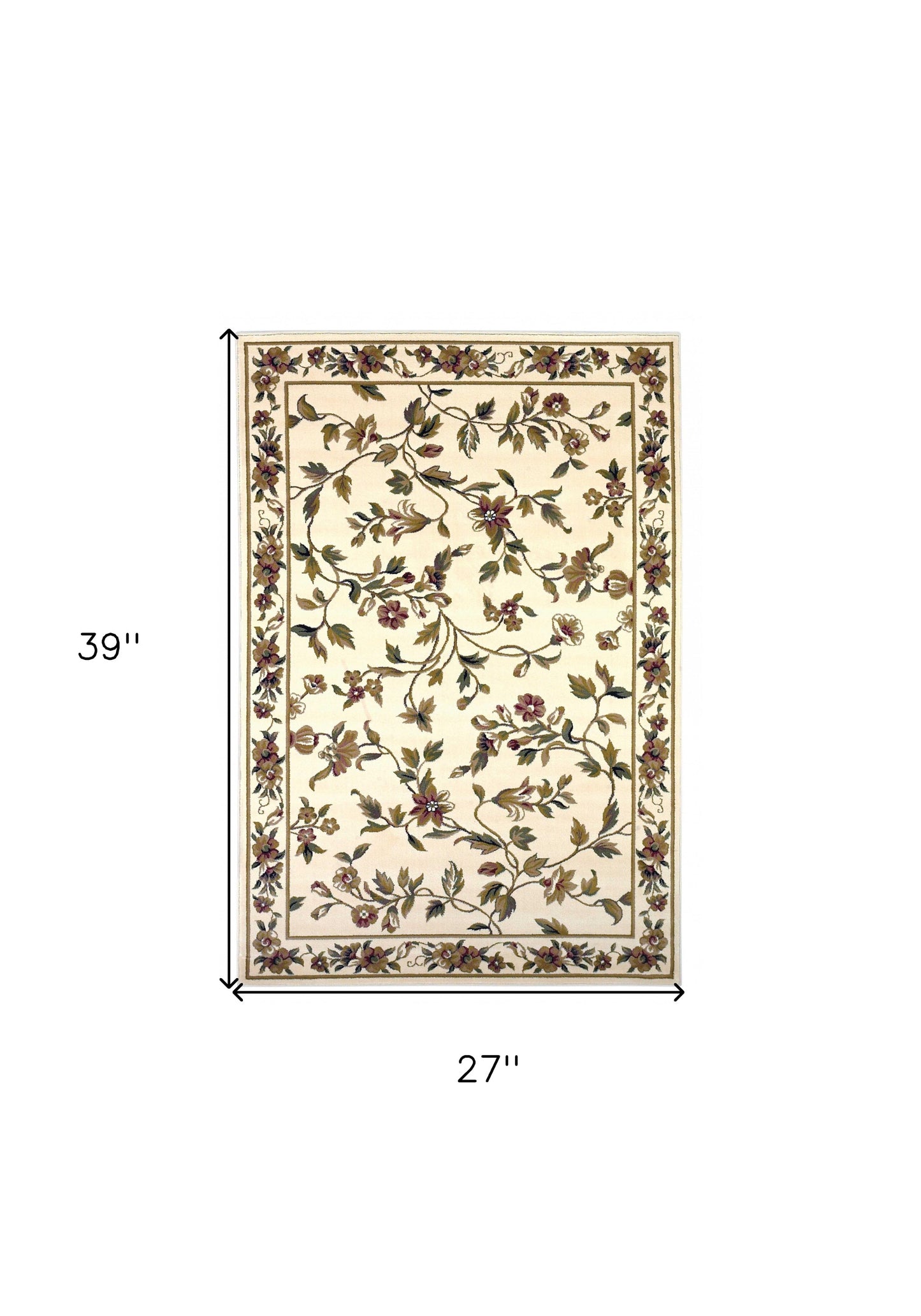 2'X3' Ivory Machine Woven Floral Vines Indoor Accent Rug