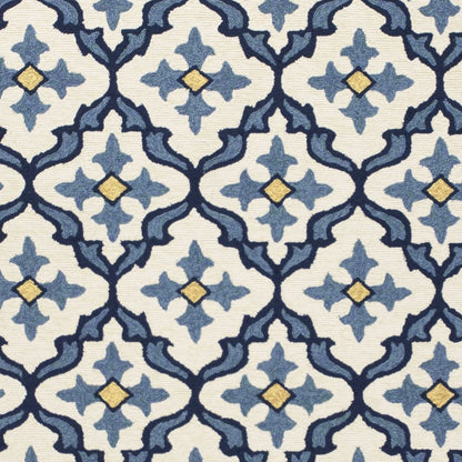 5' X 8' Ivory And Blue Moroccan Indoor Outdoor Area Rug