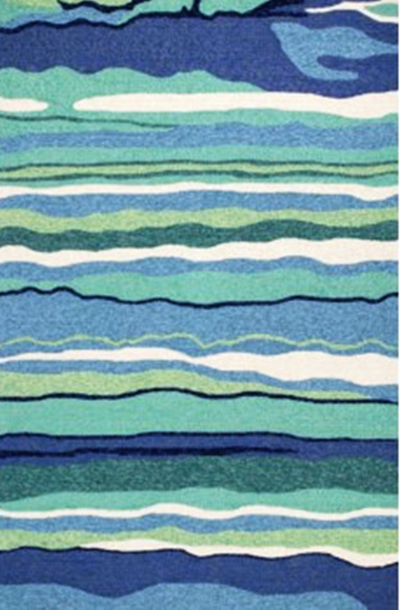 8' X 10' Blue Abstract Waves Indoor Outdoor Area Rug